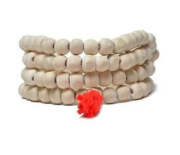 Raviour Lifestyle 108+1 Beads White Chandan/Sandalwood Rosary String Mala for Wearing, Jaap/Chanting or Pooja 1