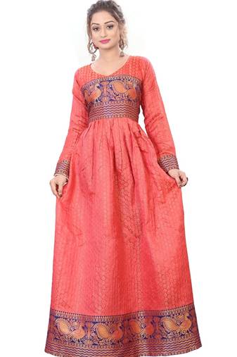 Peach plain rayon kurtas-and-kurtis