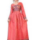 Peach plain rayon kurtas-and-kurtis