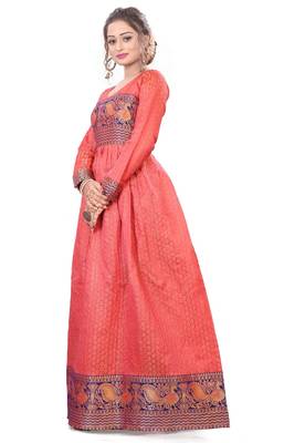 Peach plain rayon kurtas-and-kurtis 2