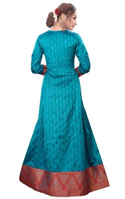 Teal printed rayon kurtas-and-kurtis 2