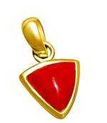 Raviour Lifestyle Triangle Coral Stone Brass Coral Brass Plated Pendant 