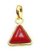 Raviour Lifestyle Triangle Coral Stone Brass Coral Brass Plated Pendant 