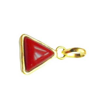 Raviour Lifestyle Triangle Coral Stone Brass Coral Brass Plated Pendant  1