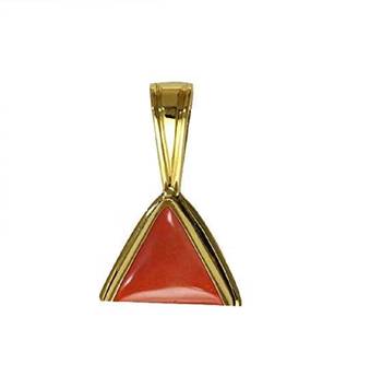 Raviour Lifestyle Triangle Coral Stone Brass Coral Brass Plated Pendant  1
