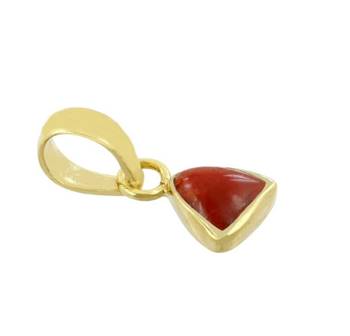 Raviour Lifestyle Triangle Coral Stone Brass Coral Brass Plated Pendant  1