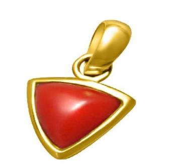 Raviour Lifestyle Triangle Coral Stone Brass Coral Brass Plated Pendant  1