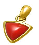 Raviour Lifestyle Triangle Coral Stone Brass Coral Brass Plated Pendant 