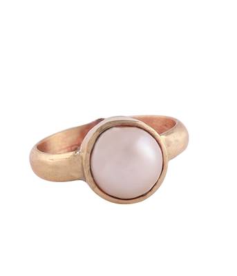 Raviour Lifestyle Pearl (Moti) 5.30 Ratti White Pearl 100% Original Gemstone Ashtadhatu Rashi Ratna Ring  1