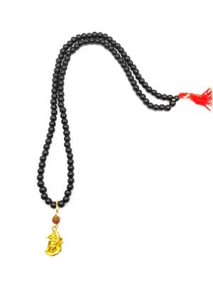 Raviour Lifestyle Lord Shiv Mahakal Shankar Mahadev shiv shakti Rudraksha Pendant With Black Hakik Agate 108 beads Mala 2