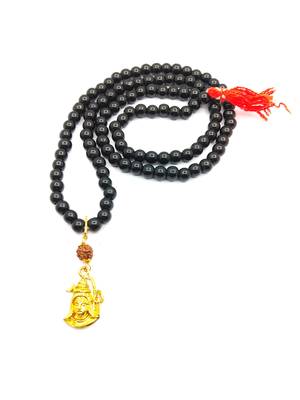 Raviour Lifestyle Lord Shiv Mahakal Shankar Mahadev shiv shakti Rudraksha Pendant With Black Hakik Agate 108 beads Mala 3