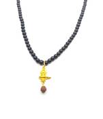 Lord Shiva Mahakal Shivling Rudraksha Pendant With Black Hakik Agate 108 beads Mala For Health And Peace