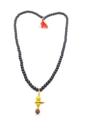 Lord Shiva Mahakal Shivling Rudraksha Pendant With Black Hakik Agate 108 beads Mala For Health And Peace 3