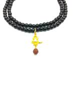 Lord Shiva Mahakal Shivling Rudraksha Pendant With Black Hakik Agate 108 beads Mala For Health And Peace