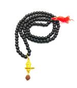 Lord Shiva Mahakal Shivling Rudraksha Pendant With Black Hakik Agate 108 beads Mala For Health And Peace