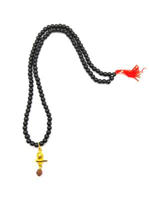 Lord Shiva Mahakal Shivling Rudraksha Pendant With Black Hakik Agate 108 beads Mala For Health And Peace 3