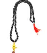 Lord Shiva Mahakal Shivling Rudraksha Pendant With Black Hakik Agate 108 beads Mala For Health And Peace