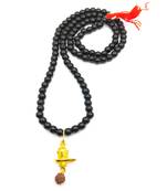 Lord Shiva Mahakal Shivling Rudraksha Pendant With Black Hakik Agate 108 beads Mala For Health And Peace
