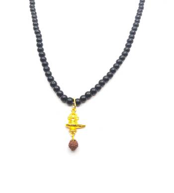 Lord Shiva Mahakal Shivling Rudraksha Pendant With Black Hakik Agate 108 beads Mala For Health And Peace 2