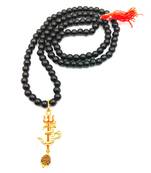 Om Shiv Mahakal Trishul With Rudraksha Pendant With Black Hakik Agate 108 beads Mala For 