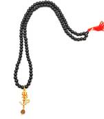 Om Shiv Mahakal Trishul With Rudraksha Pendant With Black Hakik Agate 108 beads Mala For 