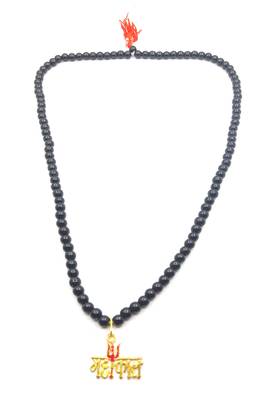 Raviour Lifestyle Lord Shiv Mahakal Bholenath Trishul Pendant With Black Hakik Agate 108 beads Mala properly energized 1