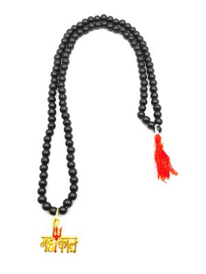 Raviour Lifestyle Lord Shiv Mahakal Bholenath Trishul Pendant With Black Hakik Agate 108 beads Mala properly energized 2