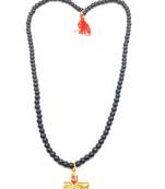 Raviour Lifestyle Lord Shiv Mahakal Bholenath Trishul Pendant With Black Hakik Agate 108 beads Mala properly energized