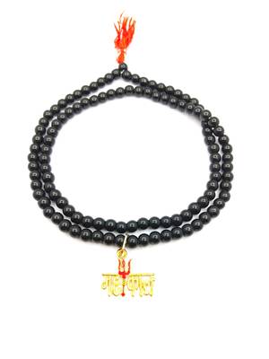 Raviour Lifestyle Lord Shiv Mahakal Bholenath Trishul Pendant With Black Hakik Agate 108 beads Mala properly energized 2