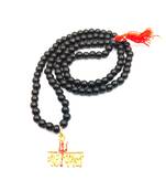 Raviour Lifestyle Lord Shiv Mahakal Bholenath Trishul Pendant With Black Hakik Agate 108 beads Mala properly energized