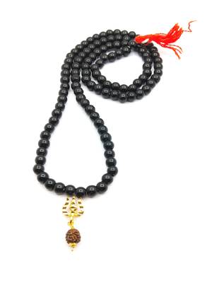 Mahakal Bholenath Trishul Pendant With Black Hakik Agate 108 beads Mala For Good Health And Lord Shiv Blessing 2