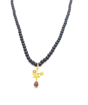 Lord Shiv Mahakal Mahadev Bholenath Trishul Pendant With Black Hakik Agate 108 beads Mala  2