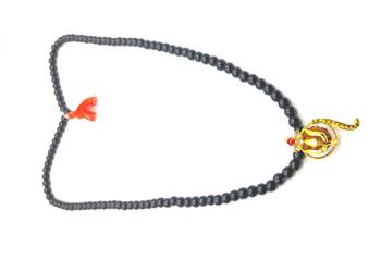 Raviour Lifestyle Lord Shiv Shakti 5 Mukhi Shiv Trishul Damru With Black Hakik Agate 108 beads Mala 2