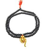 Raviour Lifestyle Lord Shiv Shakti 5 Mukhi Shiv Trishul Damru With Black Hakik Agate 108 beads Mala