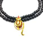 Raviour Lifestyle Lord Shiv Shakti 5 Mukhi Shiv Trishul Damru With Black Hakik Agate 108 beads Mala