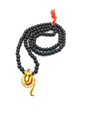 Raviour Lifestyle Lord Shiv Shakti 5 Mukhi Shiv Trishul Damru With Black Hakik Agate 108 beads Mala 3