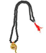 Raviour Lifestyle Lord Shiv Shakti 5 Mukhi Shiv Trishul Damru With Black Hakik Agate 108 beads Mala