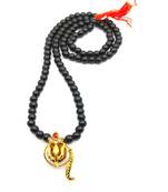Raviour Lifestyle Lord Shiv Shakti 5 Mukhi Shiv Trishul Damru With Black Hakik Agate 108 beads Mala