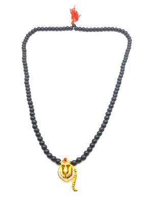 Raviour Lifestyle Lord Shiv Shakti 5 Mukhi Shiv Trishul Damru With Black Hakik Agate 108 beads Mala 2