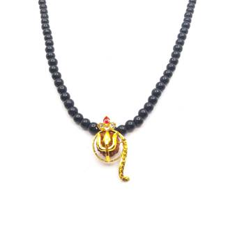 Raviour Lifestyle Lord Shiv Shakti 5 Mukhi Shiv Trishul Damru With Black Hakik Agate 108 beads Mala 2