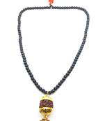 Raviour Lifestyle Mahadev Shiva Om Rudraksha Pendant With Black Hakik Agate 108 beads Mala For Mahadev Blessing 