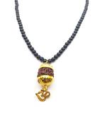 Raviour Lifestyle Mahadev Shiva Om Rudraksha Pendant With Black Hakik Agate 108 beads Mala For Mahadev Blessing 