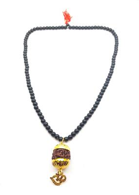Raviour Lifestyle Mahadev Shiva Om Rudraksha Pendant With Black Hakik Agate 108 beads Mala For Mahadev Blessing  3