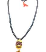 Raviour Lifestyle Mahadev Shiva Om Rudraksha Pendant With Black Hakik Agate 108 beads Mala For Mahadev Blessing 