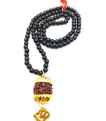 Raviour Lifestyle Mahadev Shiva Om Rudraksha Pendant With Black Hakik Agate 108 beads Mala For Mahadev Blessing 