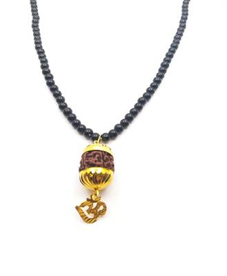 Raviour Lifestyle Mahadev Shiva Om Rudraksha Pendant With Black Hakik Agate 108 beads Mala For Mahadev Blessing  2