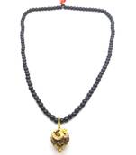 Lord shiv punchmukhi rudraksha Om pendant With Black Hakik Agate 108 beads Mala For Good Luck and Mahadev Blessing