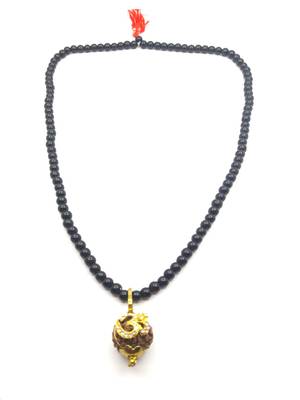 Lord shiv punchmukhi rudraksha Om pendant With Black Hakik Agate 108 beads Mala For Good Luck and Mahadev Blessing 3
