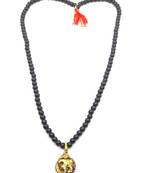 Lord shiv punchmukhi rudraksha Om pendant With Black Hakik Agate 108 beads Mala For Good Luck and Mahadev Blessing