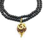 Lord shiv punchmukhi rudraksha Om pendant With Black Hakik Agate 108 beads Mala For Good Luck and Mahadev Blessing
